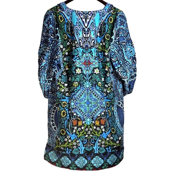 Urban CoCo Bohemian Tassel Tie Blue Floral Ethnic Style Summer Shift Dress L NWT - Picture 4 of 9